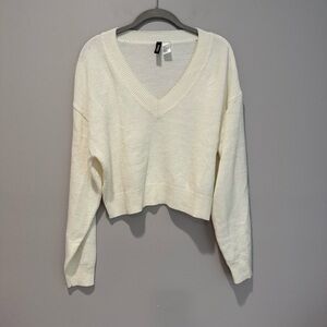 Divided Cream V-Neck Sweater